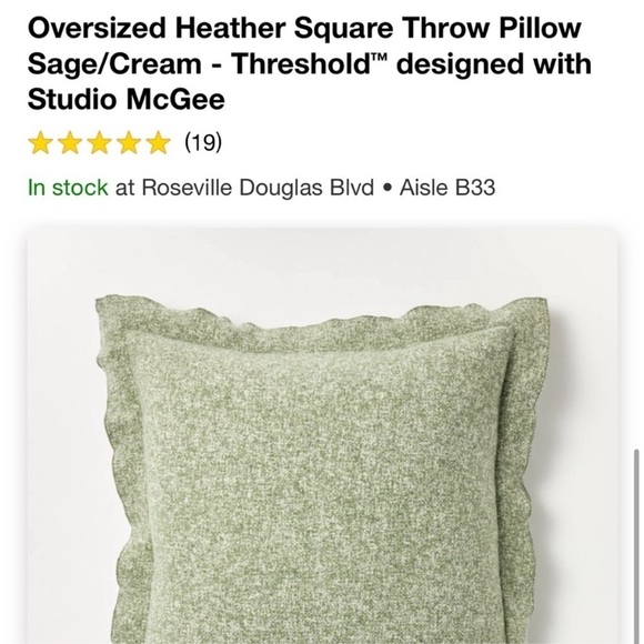 Oversized Heather Square Throw Pillow Sage/Cream Threshold Studio Mc… - Picture 6 of 7